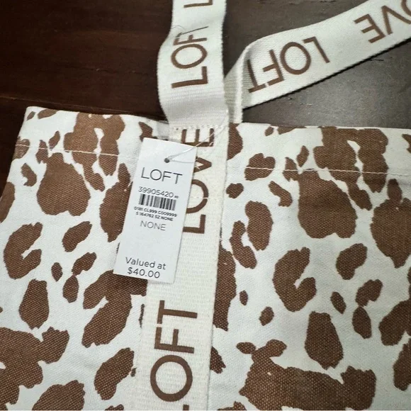 LOFT Cow Print Tote with Cream Straps - Picture 4 of 4